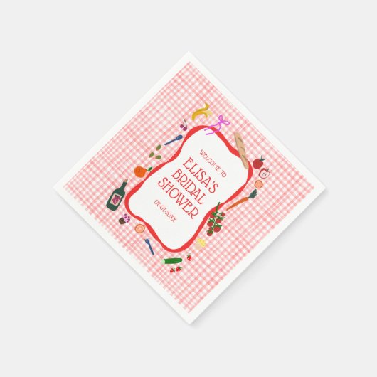 ギンガム ピクニック モダン かわいい オーダーメイド ブライズシャワー スタンダードカクテルナプキン (角)