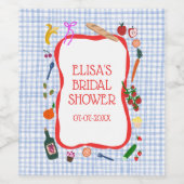 ギンガム ピクニック モダン かわいい オーダーメイド ブライズシャワー ワインラベル (シングルラベル)