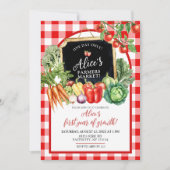 ギンガム ファーマーズ マーケット 性別 初誕生日 招待状 (正面)