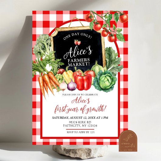 ギンガム ファーマーズ マーケット 性別 初誕生日 招待状