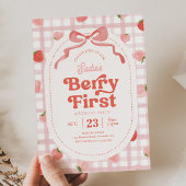 ギンガム ベリー ファースト バースデー 招待状