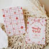 ギンガム ベリー ファースト バースデー 招待状