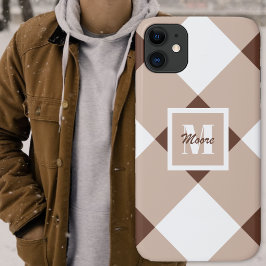 ギンガム – 暗い茶色の電話ケース iPhone 11 ケース