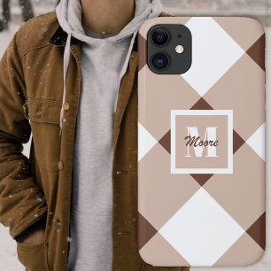 ギンガム – 暗い茶色の電話ケース iPhone 11 ケース