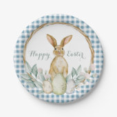 ギンガム 水彩 花輪 楽しいイースター ペーパープレート (正面)