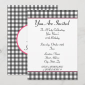 ギンガム 誕生日パーティー招待状 招待状 (正面/裏面)