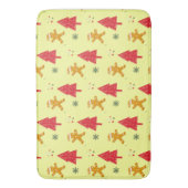 ギンガメリーーブレッドサンタスノーフレーククリスマスツリーパテ バスマット (正面縦)