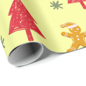 ギンガメリーーブレッドサンタスノーフレーククリスマスツリーパテ ラッピングペーパー (ロールコーナー)