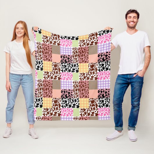 ギンガモダンムカウスキンパッチワークキルト フリースブランケット (インサイチュ)