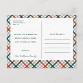 ギンガモダンム家族の写真メリークリスマス シーズンポストカード (裏面)