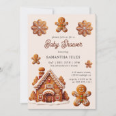 ギンガモダンーブレッドハウスクリスマスベビーシャワー 招待状 (正面)