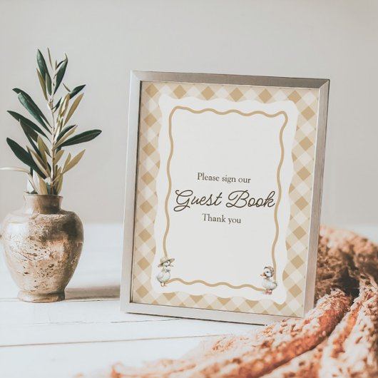 ギンガングースベイビーシャワーゲストブックサイン ポスター