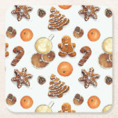 ギンガーブレッドのクリスマスの香り スクエアペーパーコースター (正面)