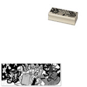 ギンガーブレッドの家と男のマグカップ木製の箱の看板の塊 ラバースタンプ (押印)