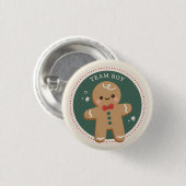 ギンガーブレッドクリスマスジェンダーがチームボーイを明らかにする 缶バッジ (正面&裏面)
