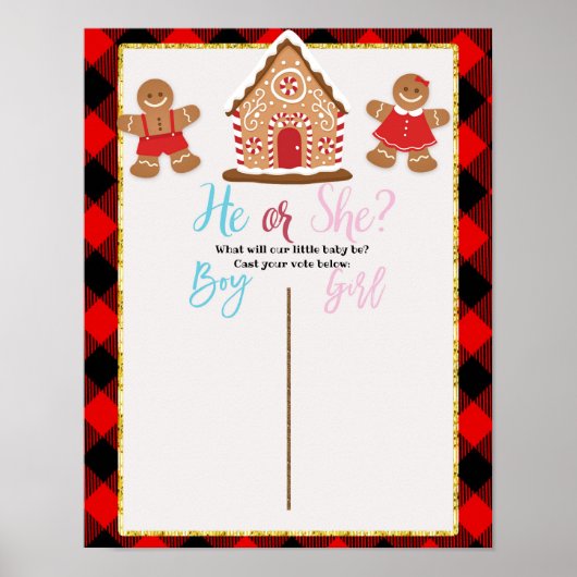 ギンガーブレッドクリスマスジェンダーが投票ボードを明らかにする ポスター (正面)