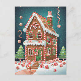 ギンガーブレッドクリスマスハウス接写 ポストカード