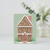 ギンガーブレッドクリスマスハウス接写 ポストカード (スタンド正面)