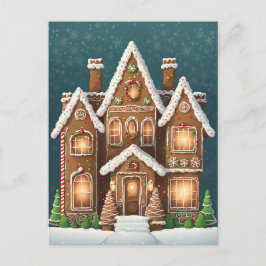 ギンガーブレッドクリスマスハウス接写 ポストカード
