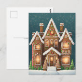 ギンガーブレッドクリスマスハウス接写 ポストカード (正面/裏面)