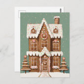 ギンガーブレッドクリスマスハウス接写 ポストカード (正面/裏面)