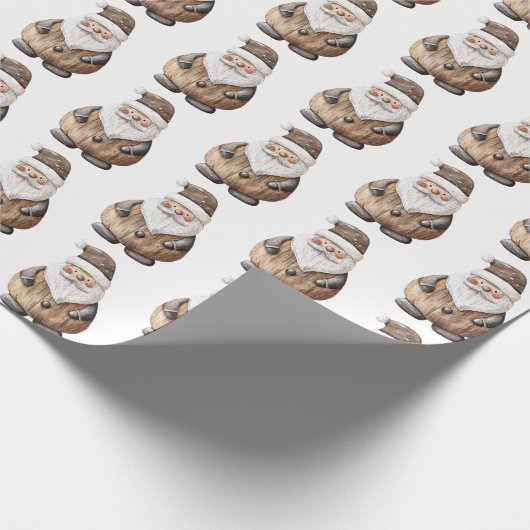 ギンガーブレッドサンタクロースのクリスマス ラッピングペーパー (角)