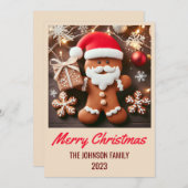 ギンガーブレッドサンタクロース – メリークリスマス シーズンカード (正面/裏面)