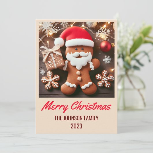 ギンガーブレッドサンタクロース – メリークリスマス シーズンカード (スタンド正面)