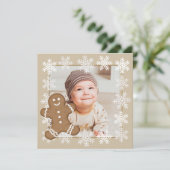 ギンガーブレッドスノーフレーククリスマスホリデーキッド写真 シーズンカード (スタンド正面)