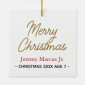 ギンガーブレッドスノーフレーククリスマスホリデーキッド写真 セラミックオーナメント (裏面)