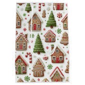 ギンガーブレッドハウスと緑の木 ミディアムペーパーバッグ (裏面)