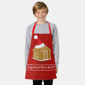 ギンガーブレッドハウスアーキテクトレッドブラウンクリスマス エプロン (着用した状態)