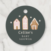 ギンガーブレッドハウスウィンターガールベビーシャワー フェイバータグ (正面)