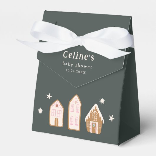 ギンガーブレッドハウスガールベビーシャワーお気に入りボックス フェイバーボックス (正面サイド)