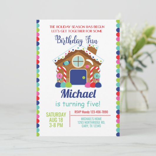 ギンガーブレッドハウスクリスマス少年の招待。 招待状 (スタンド正面)