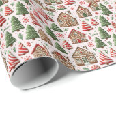 ギンガーブレッドハウスストライプのと木 ラッピングペーパー (ロールコーナー)