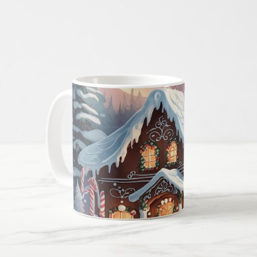 ギンガーブレッドハウススノーウィークリスマスシーン コーヒーマグカップ (正面左)