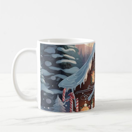 ギンガーブレッドハウススノーウィークリスマスシーン コーヒーマグカップ (左)