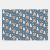 ギンガーブレッドハウストリオコレクションギフトラップ ラッピングペーパーシート (正面3)