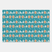 ギンガーブレッドハウストリオコレクションギフトラップ ラッピングペーパーシート (正面2)