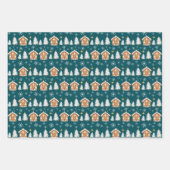 ギンガーブレッドハウストリオコレクションギフトラップ ラッピングペーパーシート (正面)