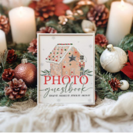 ギンガーブレッドハウスナツクラッカーゲストブックテーブルサイン ポスター