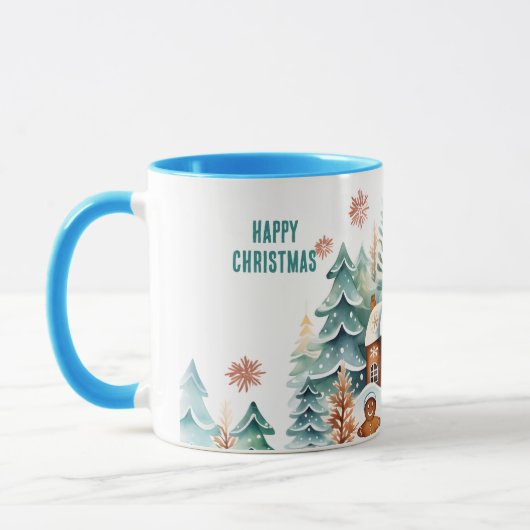 ギンガーブレッドハウスハッピークリスマス。編集可能文字 マグカップ (左)