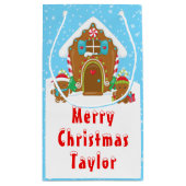 ギンガーブレッドハウスブルーと赤いメリークリスマス スモールペーパーバッグ (裏面)