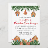 ギンガーブレッドハウスマンホリデークッキー交換 招待状 (正面/裏面)
