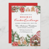 ギンガーブレッドハウスマンホリデークッキー交換 招待状 (正面/裏面)