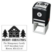 ギンガーブレッドハウスメリークリスマスネーム&アドレス セルフインキングスタンプ (インサイチュ)