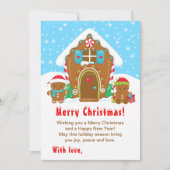 ギンガーブレッドハウスレッド&ブルーメリークリスマス シーズンカード (正面)