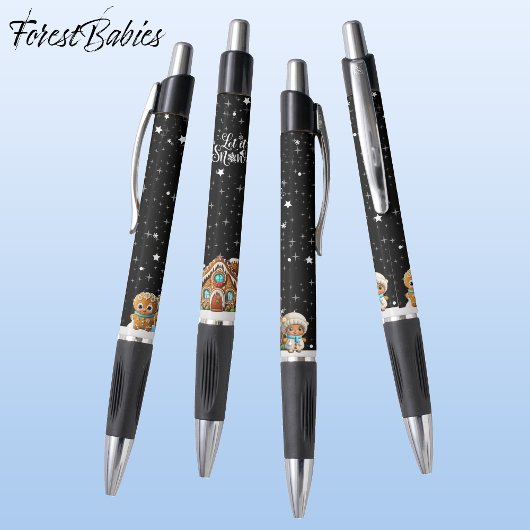 ギンガーブレッドハウス夜のシーン、それを雪、黒 ボールペン