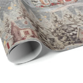 ギンガーブレッドハウズクリスマススノースチールグレー ラッピングペーパー (ロールコーナー)